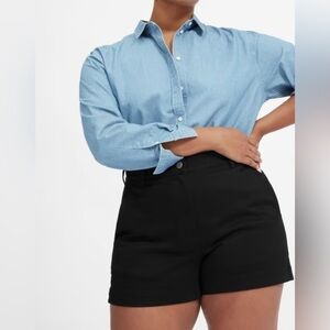 Everlane The Cotton Twill Short Black High Waist Relaxed Fit Shorts Women Size 4